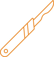 Orange Thin Linear Style Scalpel Icon.