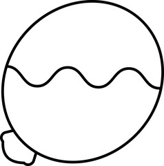 Oval Balloon With Thread Black Outline Icon.