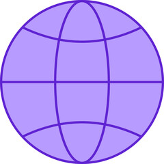 Isolated Wireframe Globe Icon In Violet Color.