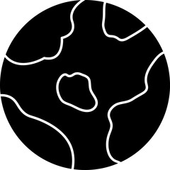 Earth Globe Flat Icon In B&W Color.