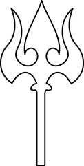 Trishul (Trident) Icon In Black Thin Line Art.
