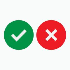 Check and Cross Mark Icon.  Option, Choice. Questionnaire, Vote Illustration. Applied as Trendy Symbol for Design Elements, Websites, Presentation and Application - Vector.    