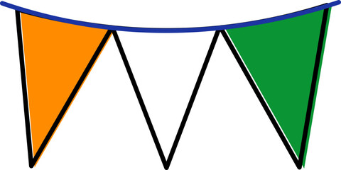 Indian Flag Color Bunting Flag Garland Icon In Flat Style.