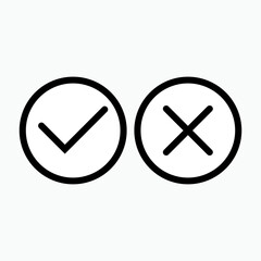 Check and Cross Mark Icon.  Option, Choice. Questionnaire, Vote Illustration. Applied as Trendy Symbol for Design Elements, Websites, Presentation and Application - Vector.    