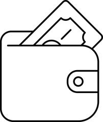 Black Outline Of Money Wallet Icon.