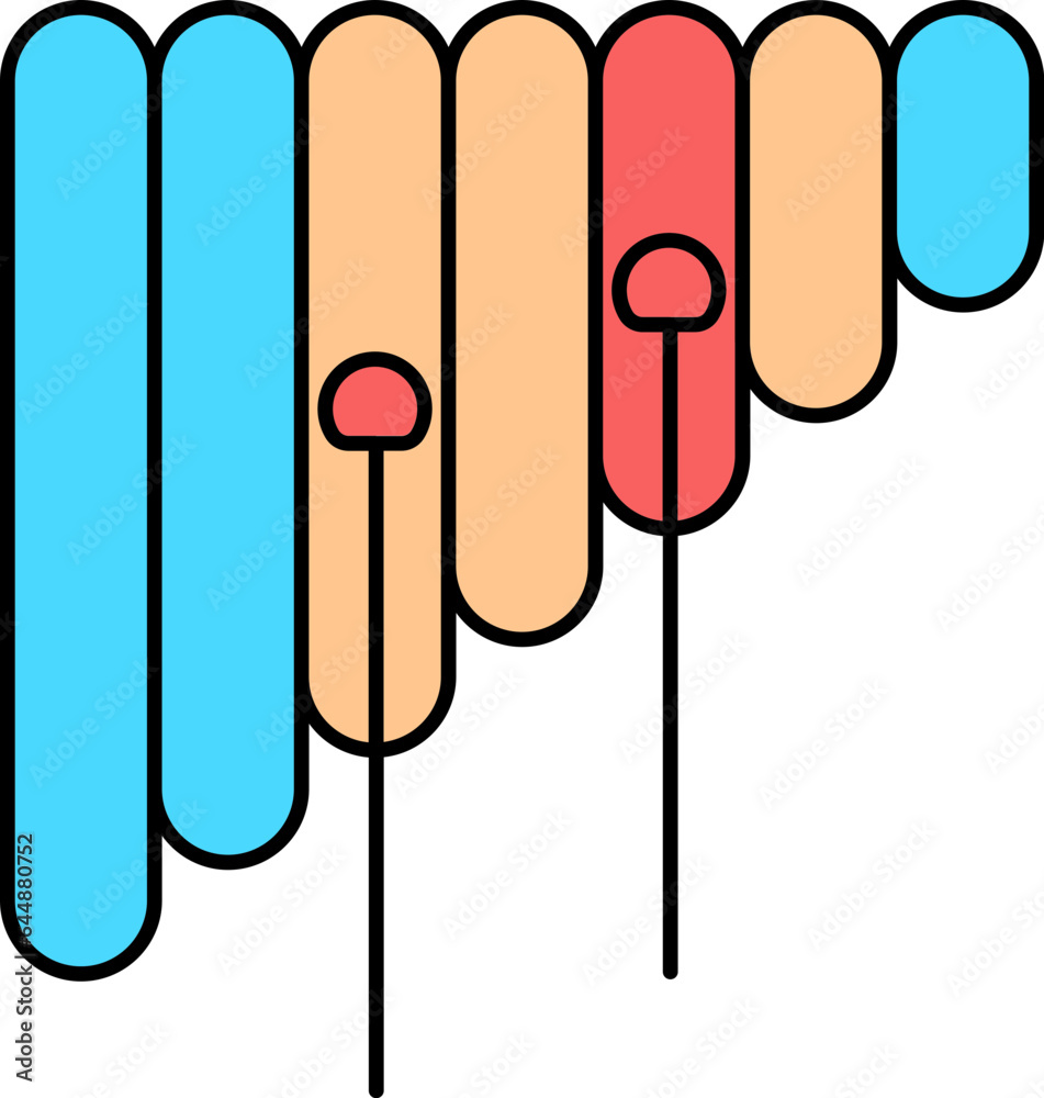 Poster colorful xylophone icon in flat style.