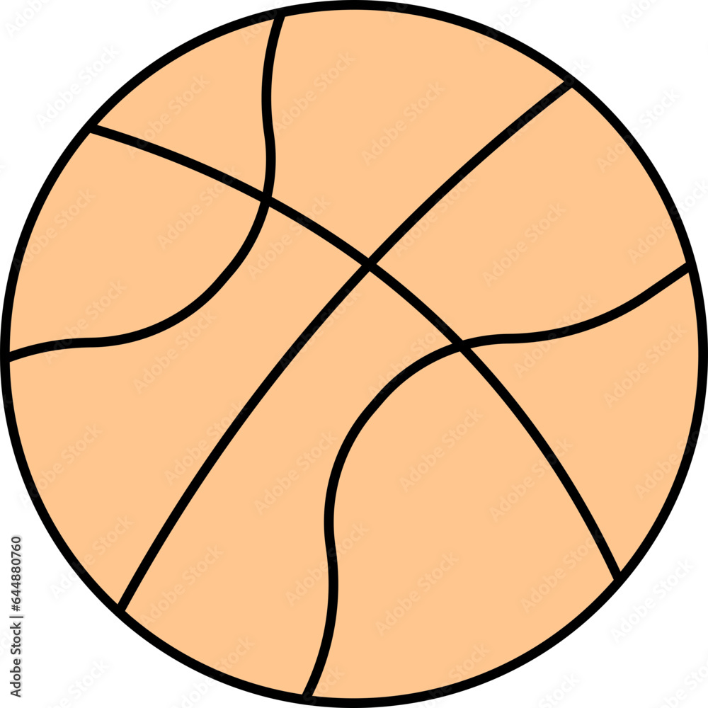 Poster flat style basketball icon in orange color.