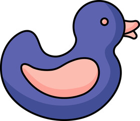 Toy Duck Icon In Blue And Pink Color.