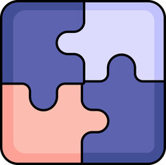Jigsaw Puzzle Icon In Pink And Blue Color.