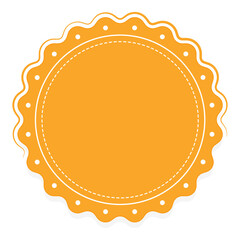 Blank Round Badge Or Label Element In Chrome Yellow Color.