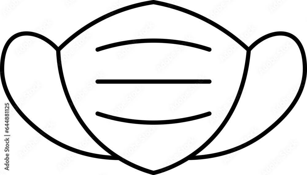 Sticker Black Thin Linear Mask Icon Or Symbol.