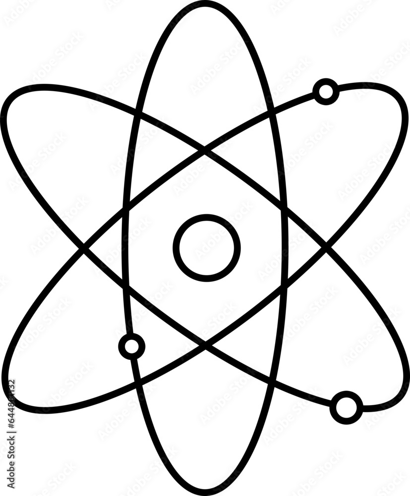 Canvas Prints Black Lineal Style Atomic Structure Icon.