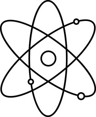 Black Lineal Style Atomic Structure Icon.