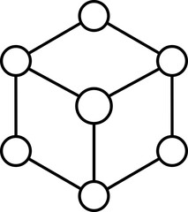 Black Line Art Of Molecule Icon.