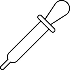 Black Line Art Illustration Of Dropper Icon.