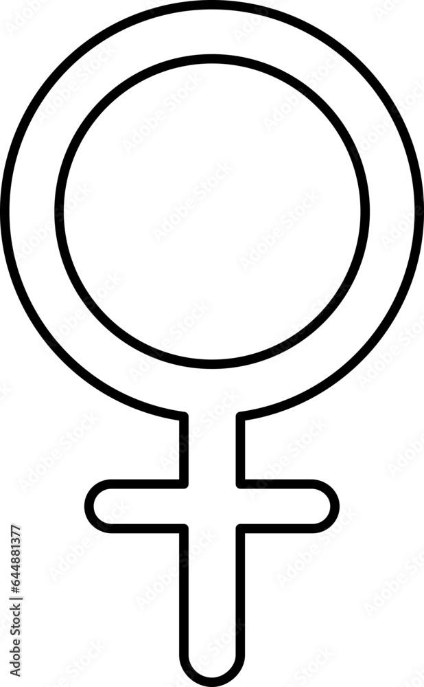 Poster black stroke illustration of female gender icon.