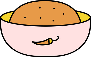 Chili Powder Bowl Colorful Icon Or Symbol.