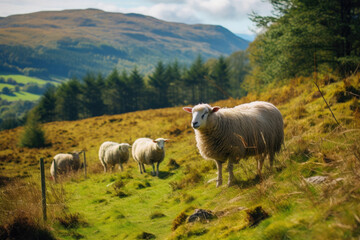 Tranquil Pastoral Scene: Grazing Sheep