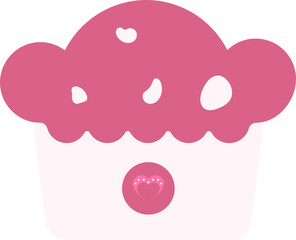 Loving Cupcake Flat Icon In Pink Color.