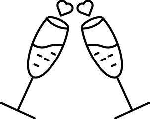 Cheers Loving Drink Icon In Black Outline.