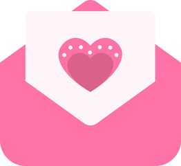 Pink Color Love Letter Icon In Flat Style.