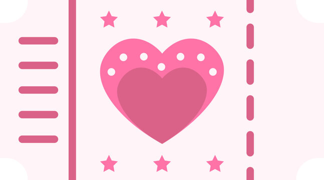 Love Show Ticket Flat Icon In Pink Color.