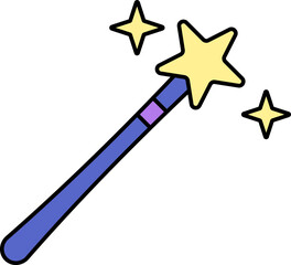 Magic Wand Icon In Blue And Yellow Color.