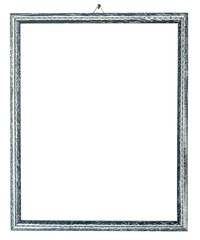 royalty free picture photo frame grey blue colored, isolated on white background with nail