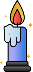 Colorful Burning Candle Icon In Flat Style.