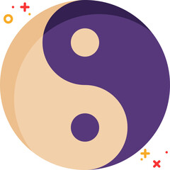 Purple And Peach Illustration Of Yin Yang Icon.