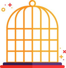 Flat Illustration Of Orange Cage Icon.