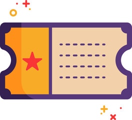 Yellow And Purple Ticket Icon In Flat Style.