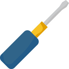 Screwdriver Icon In Blue And Yellow Color.