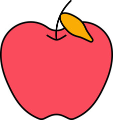 Red And Yellow Apple Icon In Flat Style.