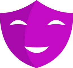 Pink Happy Mask Icon In Flat Style.