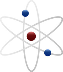 Red And Blue Tin Atomic Structure Icon In Flat Style.