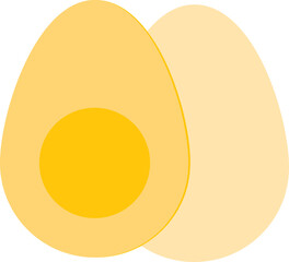 Boiled Egg With Half Piece Icon In Yellow Color.
