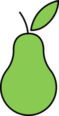 Isolated Green Pear Fruit Icon In Flat Style.