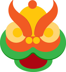 Colorful Cartoon Lion Dance Icon Or Symbol.