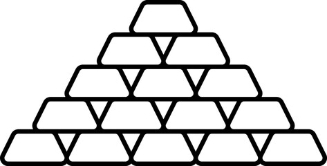 Gold Ingot Pyramid Black Outline Icon.