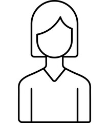 Faceless Smart Girl With Short Hair Black Outline Icon.