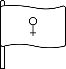 Female Gender Symbol Flag Black Outline Icon.