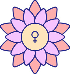 Flat Illustration Of Female Flower Pink And Red Icon.