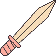 Isolated Dagger Icon In Peach Color.