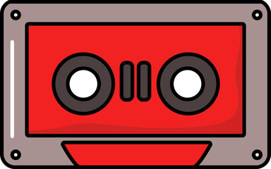 Flat Style Caste Tape Red And Taupe Icon.