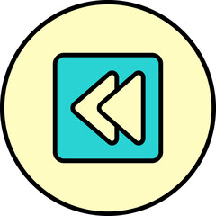 Left Play Button Teal And Yellow Icon.