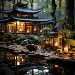 chinese temple at night