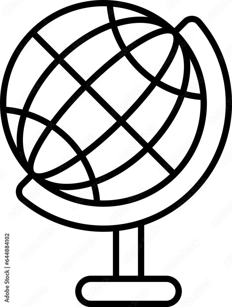 Wall mural Globe Stand Black Outline Icon.