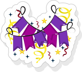 Isolated Colorful Bunting Flag Icon In Flat Style.