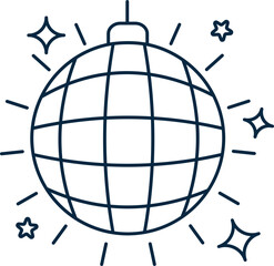 Illuminate Disco Ball Hang Icon In Blue Outline.